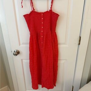 aerie Red Smocked Button-Front Cami
